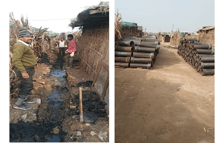 Drainage, sewer and toilet facilities in slum area